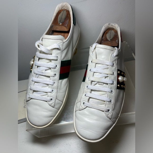 GUCCI ace peral studded white Snearkers with spikes sz 39.5 made in italy - Picture 4 of 16